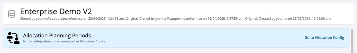 Reminder on the Data Integration page pointing to the new location